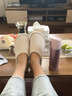 merdor日式棉拖鞋女秋冬季室内冬天情侣保暖地板拖鞋男士居家用防滑软底 米白色 35-36 实拍图