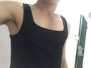 续点方领背心男 夏季大领口小背心纯色紧身修身健身马甲运动训练服 黑色 M (90-118斤左右)修身型 实拍图
