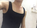 续点方领背心男 夏季大领口小背心纯色紧身修身健身马甲运动训练服 黑色 M (90-118斤左右)修身型 实拍图