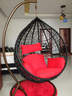 家友福 吊篮 室内户外休闲藤艺摇摇篮秋千挂椅 阳台卧室单人鸟巢懒人躺吊椅 黑色+大红沙发型坐垫 实拍图