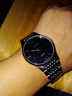 佰镀时男士表进口机芯休闲情侣对表简约时尚钢带双日历石英女士表 无历钢带黑面(男款) 实拍图