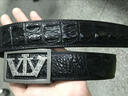 V.V.BROWN VTV真正鳄鱼皮不锈钢板扣皮带男士腰带平滑明星同款真皮生日礼物 黑色带身银色扣头 120cm 35-37裤码,2尺8-3尺腰围 实拍图
