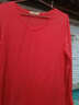 艾路丝婷新款T恤女长袖秋冬V领打底衫女士棉体恤TX3688 桃红色 170/92A/XL 实拍图