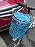 自行车车篮前车筐单车篮折叠车菜篮帆布车篓自行车篮子挂篮儿童单车车篓子 蓝格子【有盖】+加厚底板 实拍图