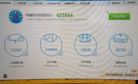 机箱外观：非常好看的主机，我很喜欢！
跑分评测：跑42W+，物有所值