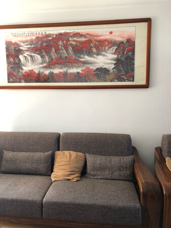 画很好，挂在客厅显大气，和整体装修风格也很搭配。物流比较快，安装也很专业，比较满意。