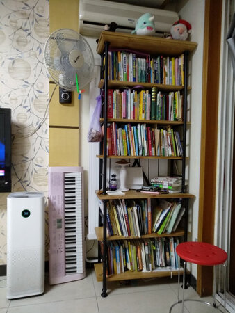 架子的第三层，其实可以当书桌用，厂家把第三层板子宽度再延长个20厘米就完美了。架子本身真材实料一分钱一分货。木板有点味不大估计散散就好了。