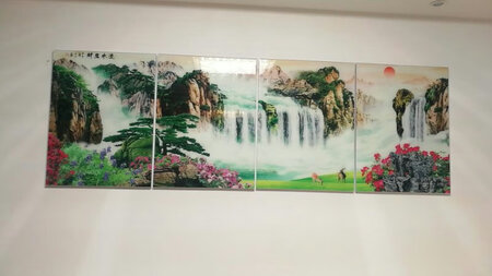 老公抽空终于给挂上去了，很漂亮大气，朋友们都问我在哪买的，画质清晰，关健是客服服务态度非常好，有了小问题及时解决，亲们可以放心够买，大赞，
