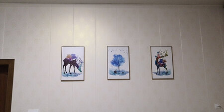 壁画画很漂亮，图案很清晰，摆客厅里很合适，家人都非常喜欢，安装也很方便，朋友过来做客对画赞不绝口，还以为很贵买的，哈哈，双十一的这个价格能买到实在是太划算了，有喜欢的朋友们可以下手噢，值得推荐，京东自营给力。