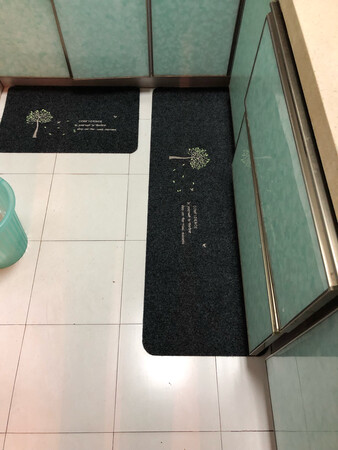 双11买的，主要是厨房来回拿东西会一直到处滴水，脚底下比较容易脏，买了这个放在拐角就很放心了，踩在上面跟地毯一样。颜色和花色图案也是很简约大方。颜色比较耐脏，厚度也很可以，完全没有任何异味，底下是防滑设计的，不会乱跑，物流非常给力，很快就到了，非常满意的产品，喜欢的不要犹豫