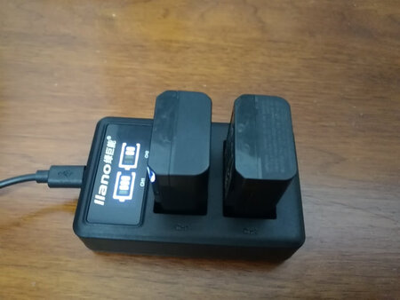 非常好的一款充电器，可同时充两电池并分别显示充电情况。重量轻，便携，满意！