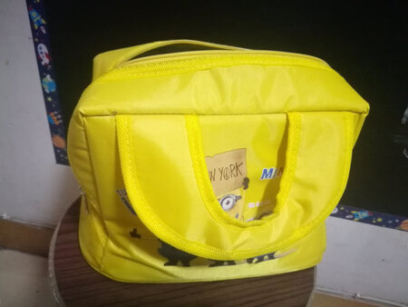 特地挑的这个大小，能装小学生的餐具，质量好，内层铝箔不怕漏饭菜汁水