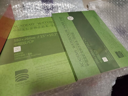 做工质感：包装很严实，里三层外三层的泡泡，就是买了3本为啥一个赠品都没啊，我看之前的用户都有送柳叶刀的，，，小失望，，另外宝虹用起来比家里之前买的康颂一些，上色后扩散的肌理很漂亮，附图如下，希望店家下次能送点东西补偿一下受伤的心灵，为啥别人有我没有?