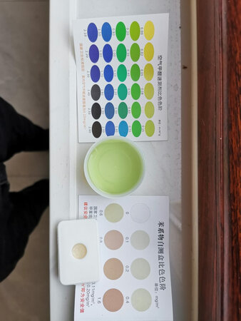 使用效果：感觉没什么用，除非很严重的甲醛或许能分辨。调出来就是那个颜色放置半小时也还是那个颜色，这算有用？