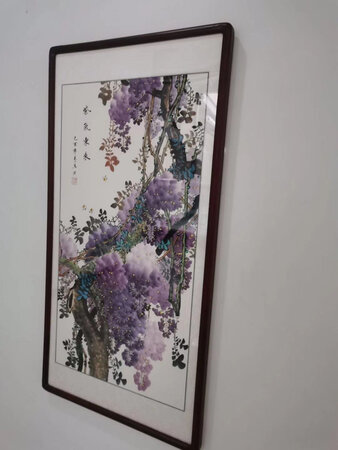 画已收到，无破损，和图片上的一样，挂在玄关非常好看，
整体搭配看着大气，价钱也很便宜，值得购买