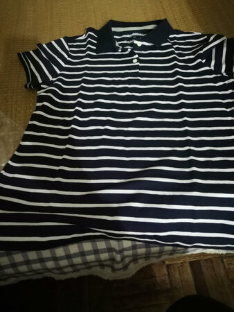 衣服收到了，包装完好，整洁。品牌是我喜欢的P0L0服，家里己经买过同款的好几件，不过这次的衣服面料没有上几次我买的同款的好，太松太薄。