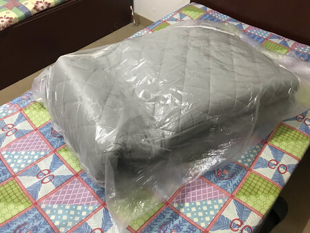 物流速度快，感谢京东小哥的效率。床垫的大小合适，软硬适中，没有异味。睡着很暖和。