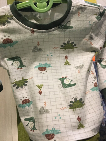 穿了有一段时间了才来评价，一起买了好几件，这件是最舒服的也是最合身的，面料摸起来很亲肤，宝宝也很喜欢，喜欢上面的小恐龙图案，虽然是女娃，适合20度左右的温度穿，东北的供热之前的天气离不开，等供热了就不能穿了太热，出门可以穿里面。