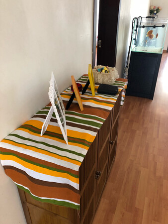 布料色彩鲜艳，条纹很粗旷！用来做桌布很好看！
