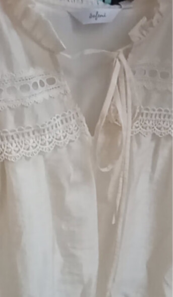 伊芙丽（eifini）2023春装新款精致花边设计感气质通勤天丝锦雪纺衬衫上衣女 白色 160/84A/M 晒单实拍图