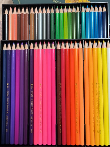 马利(Marie's)油性彩铅48色 盒装学生儿童绘画涂色填色彩色铅笔 加粗笔芯原料饱满上色均匀C7524-48 晒单实拍图