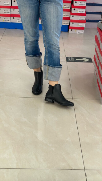 Bata切尔西靴女冬季商场新款英伦风牛羊皮软底短筒靴AWG58DD2 黑色 37 晒单实拍图