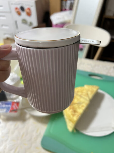 COSTA陶瓷马克杯带盖带茶虑大容量杯子茶水分离水杯精致女王紫-355ml 晒单实拍图