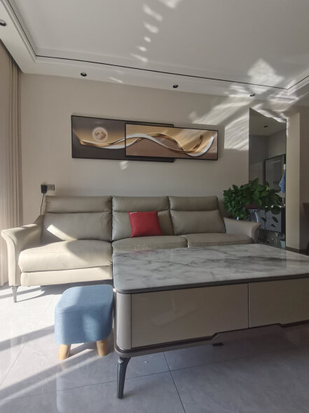 墨派（Mopai）现代轻奢客厅沙发背景墙装饰画2023新款叠加画极简高级感挂画 光之魅影 210x55cm(适合3米沙发)晶瓷 晒单实拍图