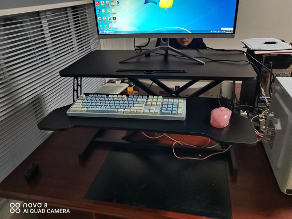 全品屋升降桌升降电脑桌台立式办公书桌工作台显示器升降支架台式工作桌 气动无级升降-黑桌双层80cm 晒单实拍图