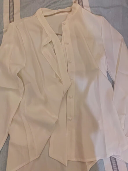 品彩长袖衬衫女气质通勤衬衣飘带蝴蝶结雪纺上衣 PW17CS178 晒单实拍图