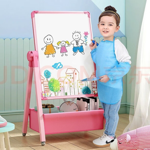 正灿儿童画板婴儿画架磁性小黑板支架式画画板家用白板可擦写字涂鸦板 D款粉-尊享礼包【适合4-8岁】 晒单实拍图