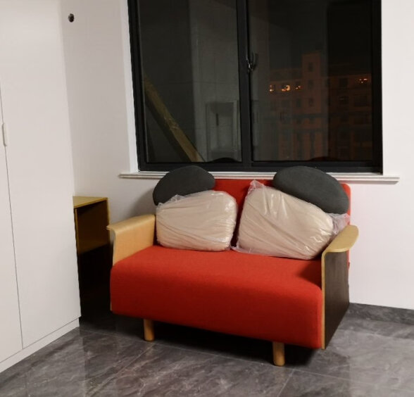 尖叫设计原创鹅卵石双人折叠沙发床两用多功能布艺沙发客厅现代小户型卧室 珊瑚红 1.2米 晒单实拍图