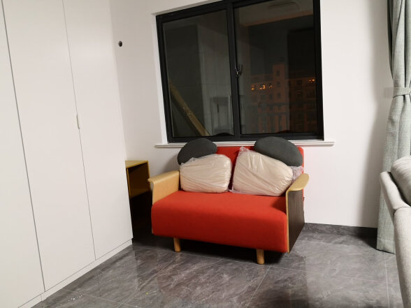 尖叫设计原创鹅卵石双人折叠沙发床两用多功能布艺沙发客厅现代小户型卧室 珊瑚红 1.2米 晒单实拍图
