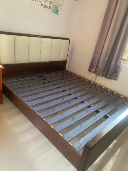 优卡吉新中式黑胡桃木实木床现代主卧室家具软靠双人床6601 1.8米框架床 晒单实拍图