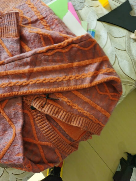 日着设计师品牌女装秋季新款小众复古休闲宽松羊毛针织开衫 暮橘 L 晒单实拍图