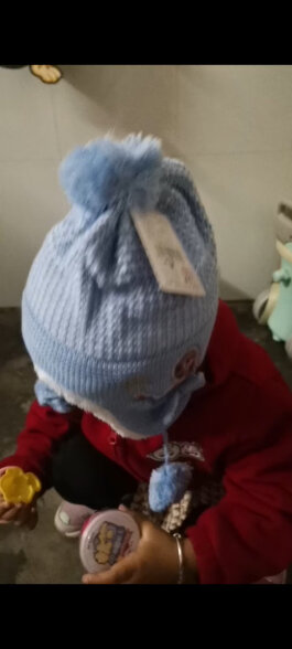 迪士尼冰雪奇缘儿童帽子围巾套装冬季保暖加绒迪士尼宝宝帽子围脖两件套 FZ360-1蓝色 适合3-8岁  晒单实拍图