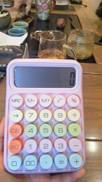 三年二班 多巴胺计算器学生用彩色可爱机械按键计算机器办公室用高颜值财务会计商用 粉色款 晒单实拍图