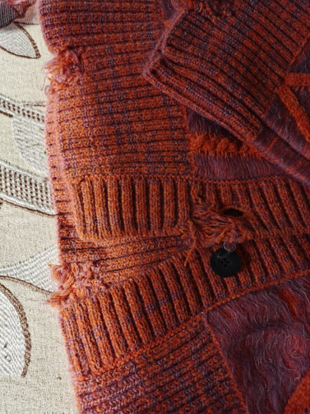 日着设计师品牌女装秋季新款小众复古休闲宽松羊毛针织开衫 暮橘 L 晒单实拍图