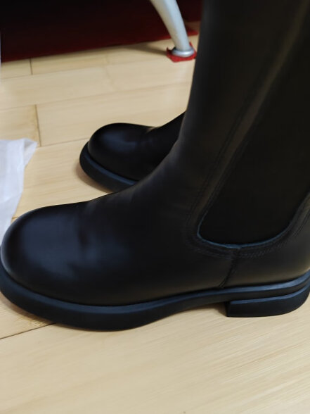星期六（St&Sat）英伦风切尔西靴低跟中筒烟筒靴女 黑色 39 晒单实拍图