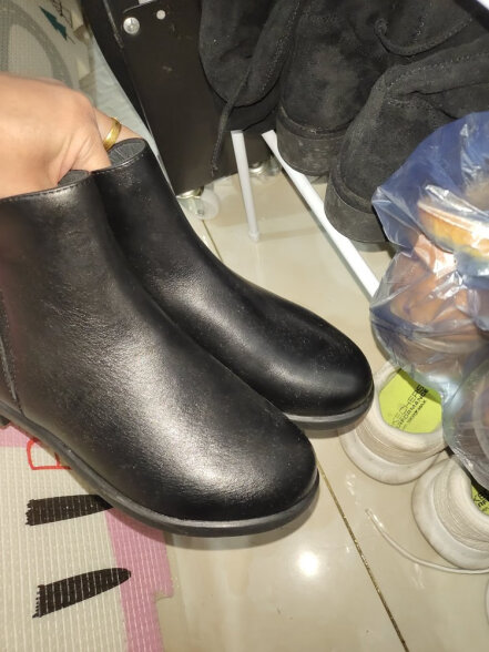 他她商场同款气质法式小踝靴短靴女切尔西靴冬新款7BJ42DD2 黑色（绒里） 37 晒单实拍图