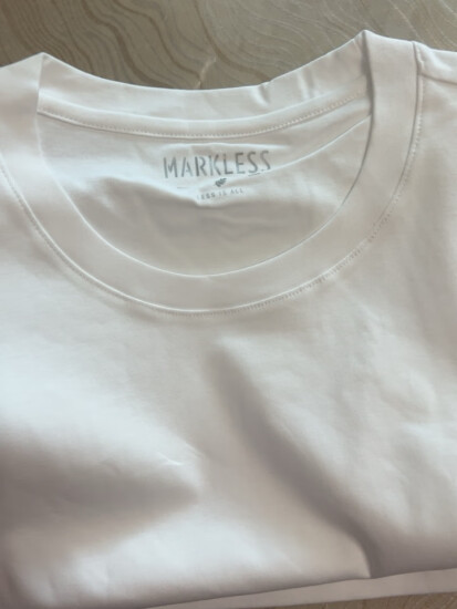 MARKLESS【液氨水感】纯棉丝光抗皱男士夏季短袖T恤TXB0635M白色L 实拍图