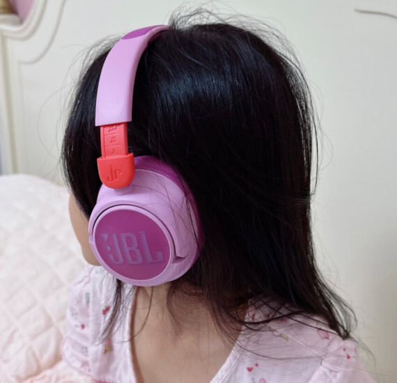 JBLJR460NC 头戴式降噪蓝牙耳机 益智沉浸式无线大耳包玩具英语网课听音乐学习学生儿童耳机 樱花紫 实拍图