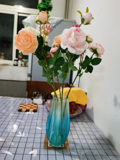 军英（JUNYING） 军英 玻璃花瓶彩色磨砂透明水培植物插花瓶客厅餐厅插花摆件家饰花瓶 2019-41A 1只装 实拍图