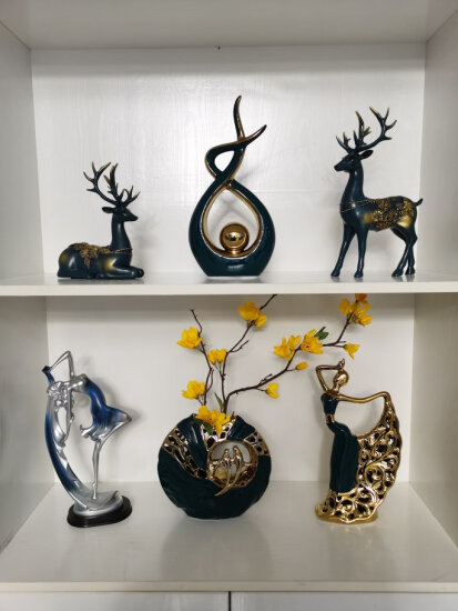 福美林（FUMEILIN）欧式客厅家居装饰品创意电视柜酒柜抽象工艺品摆件雕塑艺术品礼品 梅花鹿一对 实拍图