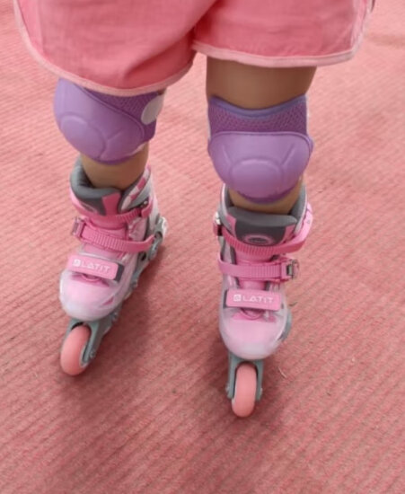 京东京造溜冰鞋男女儿童6码可调轮滑鞋多功能单双排旱冰鞋直排轮 粉色 S码 实拍图