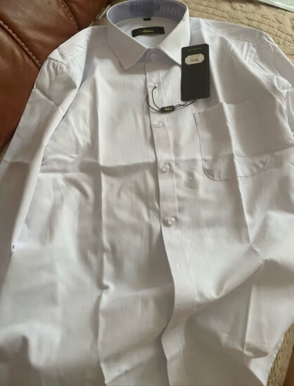 KIN DON金盾纯色衬衫男商务正装舒适棉质休闲长袖男士白衬衣白色2XL 实拍图
