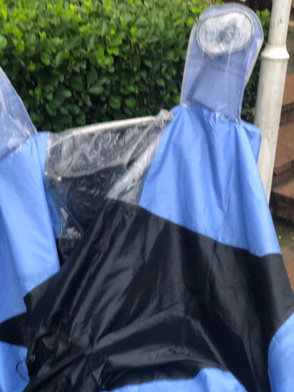 雨航（YUHANG）户外骑行电动瓶摩托车雨衣加大厚雨披大帽檐带面罩4XL拼色藏青蓝 实拍图