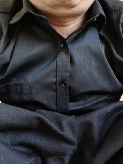 KIN DON金盾纯色衬衫男商务正装舒适棉质休闲长袖男士白衬衣黑色2XL 实拍图