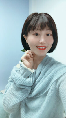 %title插图%num 瑞贝卡假发女短直发齐斜刘海bobo头全真人发手织宋慧乔同款头套 1B:自然黑(全真人发全手织工艺)