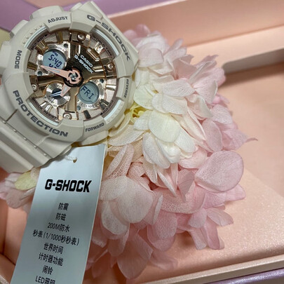 %title插图%num 【新年礼物】CASIO卡西欧女表时尚运动手表G-SHOCK\/BABY-G女学生防水粉色石英电子表 GMA-S110MP-4A1樱花粉-永生花礼盒